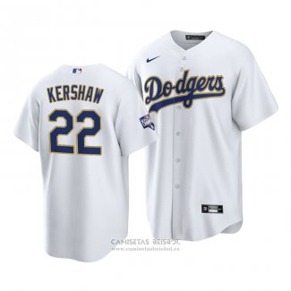 Camiseta Beisbol Hombre Los Angeles Dodgers Clayton Kershaw 2021 Gold Program Replica Blanco