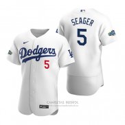Camiseta Beisbol Hombre Los Angeles Dodgers Corey Seager Autentico 2020 Primera Blanco