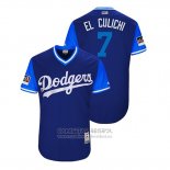 Camiseta Beisbol Hombre Los Angeles Dodgers Julio Urias 2018 LLWS Players Weekend El Culichi Azul