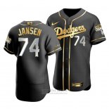 Camiseta Beisbol Hombre Los Angeles Dodgers Kenley Jansen Black 2020 World Series Champions Golden Limited Authentic