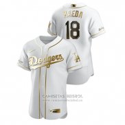 Camiseta Beisbol Hombre Los Angeles Dodgers Kenta Maeda Golden Edition Autentico Blanco
