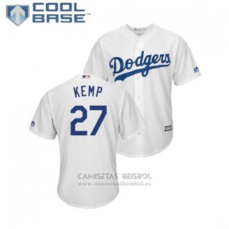 Camiseta Beisbol Hombre Los Angeles Dodgers Matt Kemp Cool Base Primera Blanco