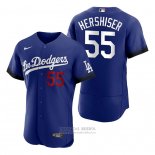 Camiseta Beisbol Hombre Los Angeles Dodgers Orel Hershiser 2021 City Connect Autentico Azul