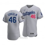 Camiseta Beisbol Hombre Los Angeles Dodgers Tony Gonsolin 2020 Autentico Road Gris