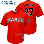 Camiseta Beisbol Hombre Miami Marlins 27 Giancarlo Stanton Naranja 2017 Cool Base