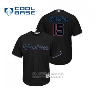 Camiseta Beisbol Hombre Miami Marlins Brian Anderson Cool Base Alterno 2019 Negro