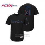 Camiseta Beisbol Hombre Miami Marlins Caleb Smith Flex Base Autentico Collection Alterno 2019 Negro