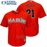 Camiseta Beisbol Hombre Miami Marlins Christian Yelich 21 Cool Base Firebrick