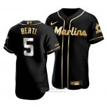 Camiseta Beisbol Hombre Miami Marlins Jon Berti Golden Edition Autentico Negro