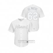 Camiseta Beisbol Hombre Miami Marlins Jose Urena 2019 Players Weekend Replica Blanco