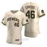 Camiseta Beisbol Hombre Milwaukee Brewers John Curtiss Autentico Alterno Crema
