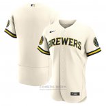 Camiseta Beisbol Hombre Milwaukee Brewers Primera Autentico Crema