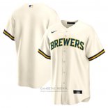 Camiseta Beisbol Hombre Milwaukee Brewers Primera Replica Crema