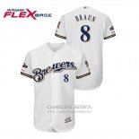 Camiseta Beisbol Hombre Milwaukee Brewers Ryan Braun 2019 Postemporada Flex Base Blanco