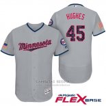 Camiseta Beisbol Hombre Minnesota Twins 2017 Estrellas y Rayas Phil Hughes Gris Flex Base