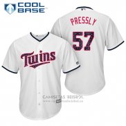 Camiseta Beisbol Hombre Minnesota Twins 2017 Estrellas y Rayas Ryan Pressly Blanco Cool Base