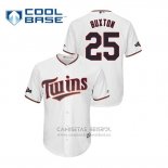 Camiseta Beisbol Hombre Minnesota Twins Byron Buxton 2019 Postemporada Cool Base Blanco