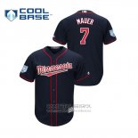 Camiseta Beisbol Hombre Minnesota Twins Joe Mauer 2019 Entrenamiento de Primavera Cool Base Azul