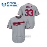 Camiseta Beisbol Hombre Minnesota Twins Martin Perez 2019 Postemporada Cool Base Gris