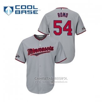 Camiseta Beisbol Hombre Minnesota Twins Sergio Romo 2019 Postemporada Cool Base Gris