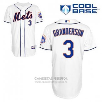 Camiseta Beisbol Hombre New York Mets Curtis Granderson 3 Blanco Alterno Cool Base