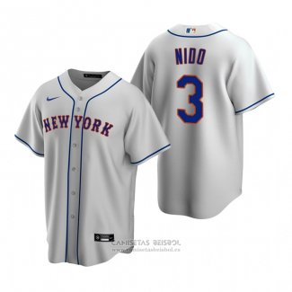 Camiseta Beisbol Hombre New York Mets Tomas Nido Replica Road Gris