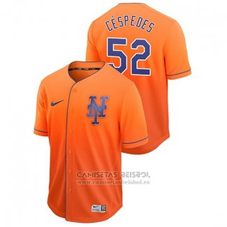 Camiseta Beisbol Hombre New York Mets Yoenis Cespedes Fade Autentico Naranja