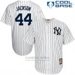 Camiseta Beisbol Hombre New York Yankees 44 Reggie Jackson Blanco Primera Cooperstown Collection Jugador Cool Base