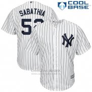 Camiseta Beisbol Hombre New York Yankees Cc Sabathia Blanco Cool Base