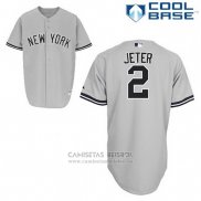 Camiseta Beisbol Hombre New York Yankees Derek Jeter 2 Gris Cool Base