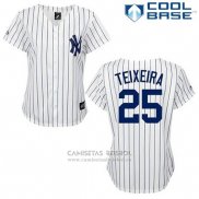 Camiseta Beisbol Hombre New York Yankees Mark Teixeira 25 Blanco Cool Base