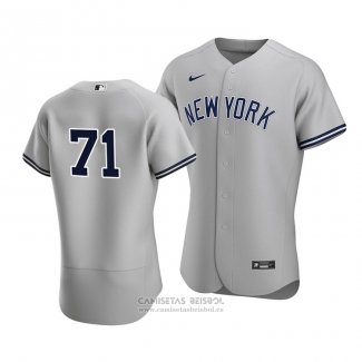 Camiseta Beisbol Hombre New York Yankees Thairo Estrada Autentico Road 2020 Gris