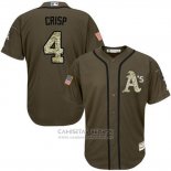 Camiseta Beisbol Hombre Oakland Athletics 4 Coco Crisp Verde Salute To Service