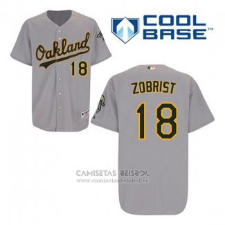 Camiseta Beisbol Hombre Oakland Athletics Ben Zobrist 18 Gris Cool Base