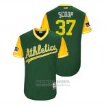 Camiseta Beisbol Hombre Oakland Athletics Edwin Jackson 2018 LLWS Players Weekend Scoop Verde