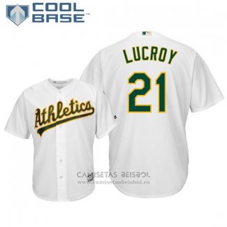 Camiseta Beisbol Hombre Oakland Athletics Jonathan Lucroy Cool Base Primera Blanco