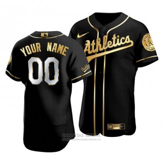 Camiseta Beisbol Hombre Oakland Athletics Personalizada Golden Edition Autentico Negro