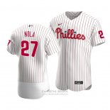 Camiseta Beisbol Hombre Philadelphia Phillies Aaron Nola Autentico Primera Blanco