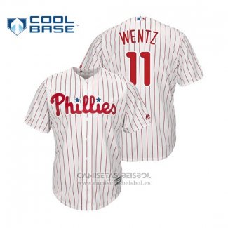 Camiseta Beisbol Hombre Philadelphia Phillies Carson Wentz Cool Base Crossover Blanco