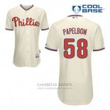 Camiseta Beisbol Hombre Philadelphia Phillies Jonathan Papelbon 58 Crema Alterno Cool Base