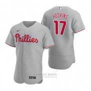 Camiseta Beisbol Hombre Philadelphia Phillies Rhys Hoskins Autentico 2020 Road Gris