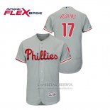 Camiseta Beisbol Hombre Philadelphia Phillies Rhys Hoskins Flex Base Gris