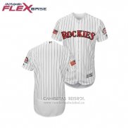 Camiseta Beisbol Hombre Rockies 2018 Stars & Stripes Flex Base Blanco