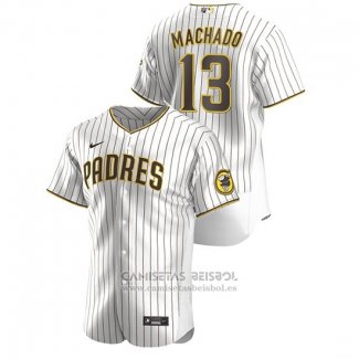 Camiseta Beisbol Hombre San Diego Padres Manny Machado Autentico Blanco Marron