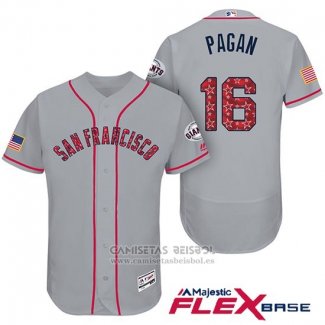 Camiseta Beisbol Hombre San Francisco Giants 2017 Estrellas y Rayas Angel Pagan Gris Flex Base