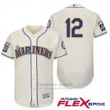 Camiseta Beisbol Hombre Seattle Mariners 12 Leonys Martin Crema 2017 Flex Base