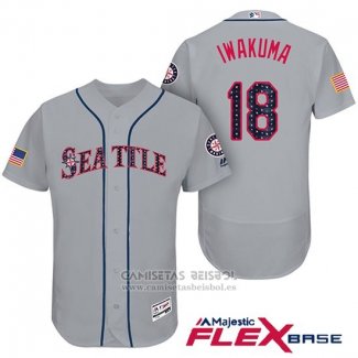 Camiseta Beisbol Hombre Seattle Mariners 2017 Estrellas y Rayas Hisashi Iwakuma Gris Flex Base