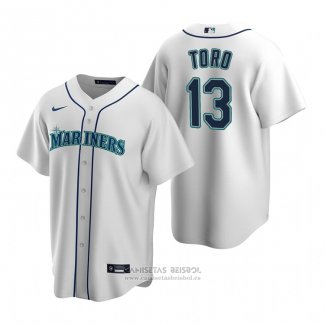 Camiseta Beisbol Hombre Seattle Mariners Abraham Toro Replica Primera Blanco