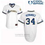 Camiseta Beisbol Hombre Seattle Mariners Felix Hernandez 34 Blanco Cooperstown Cool Base