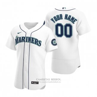 Camiseta Beisbol Hombre Seattle Mariners Personalizada Autentico Primera Blanco